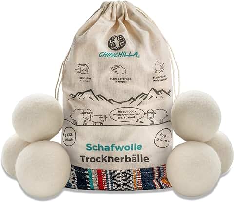 Chinchilla® Bolas para Secadora Hechas de lana de Oveja | Bolas para Secadora Sostenibles para una ropa Suave y Esponjosa | sin Plástico y Duraderas  