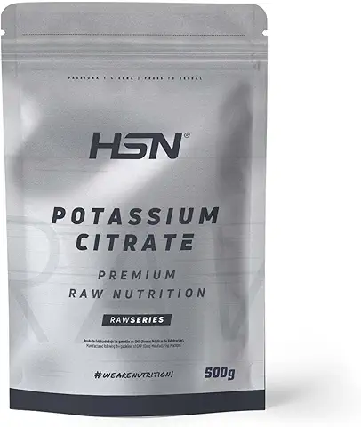 Citrato de Potasio en Polvo - 504 MG Mineral Elemental - de HSN | Sin Sabor 500 gr = 357 Tomas por Envase 100% Puro Potasio Sin Añadidos ni Excipientes | No-GMO, Vegano, Sin Gluten  