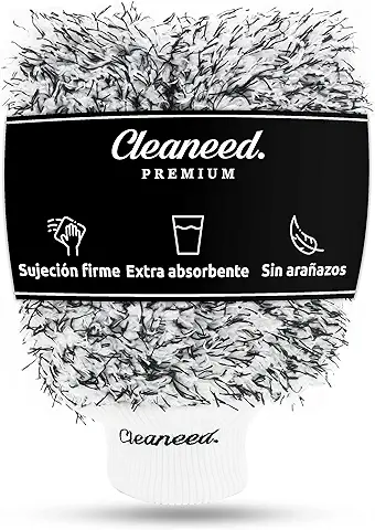 Cleaneed Guante de Lavado Premium - Especialmente Suave con la Pintura Gracias a la Microfibra Extra Suave - Sin Residuos - Extra Absorbente - para Coche, Llantas y Moto - Esponja para Coche  