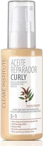 Clearé Institute - Aceite Reparador | Tratamiento Pelo Seco y Dañado | Anti Frizz Cabello Rizado | Activador de Rizos Definidos Hidratante | Método Curly | 89% Ingredientes Naturales | 50ml  