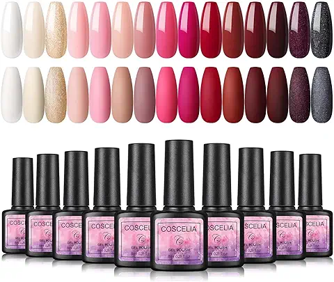 COSCELIA Esmalte Semipermanente de Uñas de Gel con 15pcs de 8ml Kit de Esmaltes de Uñas Pintauñas para Arte de Uñas DIY  