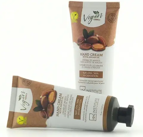 Crema de Manos Con Aceite de Argán Hidrata y Suaviza Tus Manos De Forma Natural. Uñas Más Fuertes. Fórmula No Grasa. Crema Manos Hidratante Vegana. Nutre La Piel Seca. 2 Tubos de 75ml  