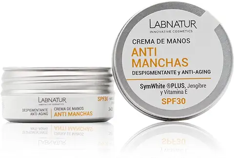 CREMA DE MANOS DESPIGMENTANTE SPF-30 50ml. Antimanchas - Blanqueadora Eficaz en Manchas Oscuras de Melanina. Protector Solar UVA-UVB y Acido Hialuronico.Pieles Sensibles  