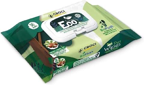 Croci Toallitas Húmedas Ecológicas Para Perro Y Gato, Biodegradable, Tirar Al Inodoro, Almendra Y Manteca De Karité - 30Uds  