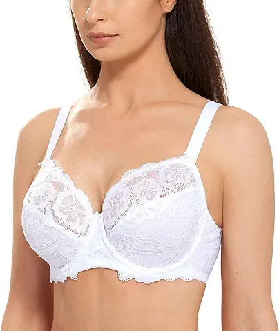 DELIMIRA - Sujetador Copa Completa En Encaje Elástico Floral para Mujer  
