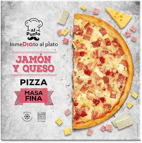 DIA AL PUNTO Pizza masa fina Jamón y Queso caja 350 gr  