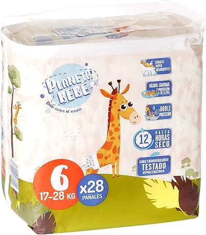 DIA PLANETA BEBE Pañales 17-28 kgs Talla 6 Paquete 28 uds  