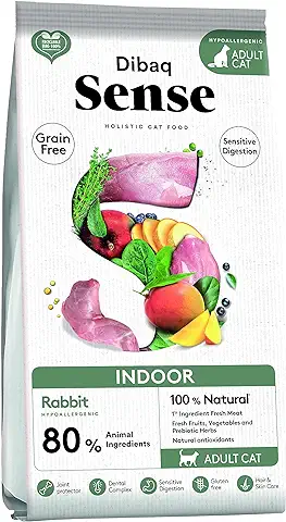 Dibaq Sense Cat Indoor: Pienso de Conejo, Especial para Gatos Adultos Esterillizados. 100% Natural y sin Cereales. 1,5 kg  