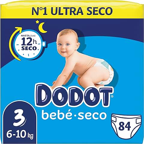 Dodot Bebé-Seco Pañales Talla 3, 6kg-10kg, Garantizan Hasta 12 Horas Seco  