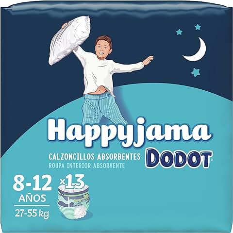 Dodot HappyJama - Pañales Niño 8 - 12 Años, 13 Unidades, 27 - 55 kg, Protección Anti-fugas Durante La Noche  
