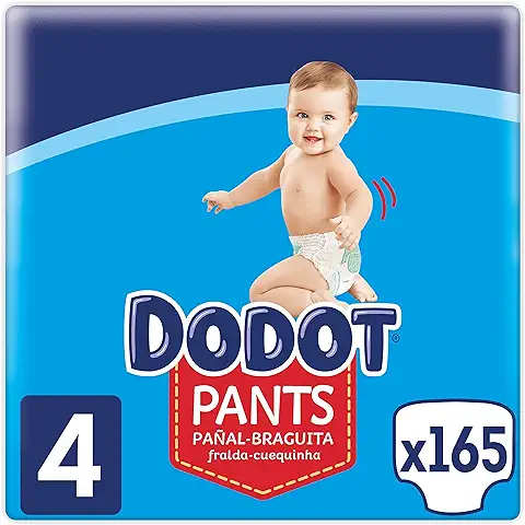 Dodot Pañales Bebé Pants Talla 4 (9-15 kg), 165 Pañales, Pañal-Braguita con Ajuste 360° Anti-Fugas  