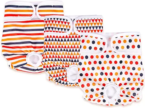 Dono Pañales Reutilizables para Perras, Paquete de 3, Pañales Lavables Súper Absorbentes, Cómodos Pañales Sanitarios para Perros Pequeños, Medianos y Grandes (tiras, S)  