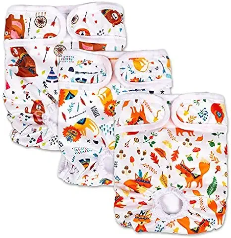 Dono Pañales Reutilizables para Perros Femeninos Paquete de 3, Pañales Lavables Súper Absorbentes, Cómodos Pañales para Mascotas, Bragas Sanitarias para Perros Pequeños, Medianos y Grandes  