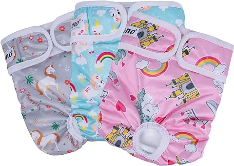 Dono Pañales reutilizables para perros femeninos, paquete de 3 unidades, súper absorbentes, lavables, cómodos pañales para mascotas, bragas sanitarias para perros pequeños, medianos y grandes