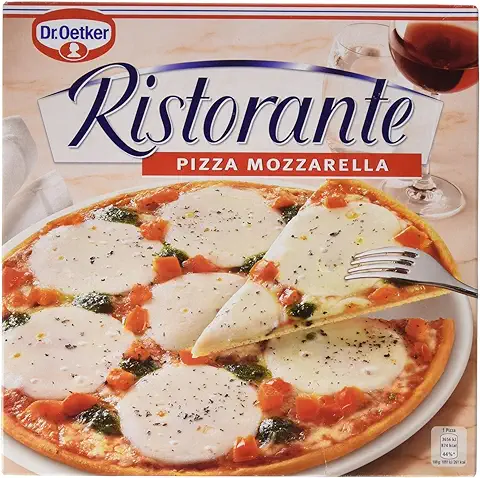 DR. OETKER Ristorante Pizza Mozzarella, Pizza con Masa Fina y Crujiente y Suave Topping, Pizza Mozzarella, Mozzarella Fresca y Salsa Pesto Hecha de Albahaca - 335 g  