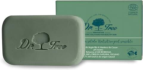 Dr. Tree Gel Sólido Nutritivo, Piel Sensible, Refuerza el Microbioma, ECOCERT, 99.7% Ingredientes Naturales, Aceite de Argán Bio, Sin Sulfatos SLE, SLS, Sin Parabenos, Sin Siliconas, 120 gr  