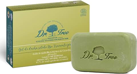 Dr. Tree Gel Sólido Uso Frecuente, Piel Sensible, Refuerza el Microbioma, ECOCERT, 99,7% Ingredientes Naturales, Jojoba y Manteca de Cacao, Vegano, Sin Sulfatos, Sin Parabenos, Sin Siliconas  