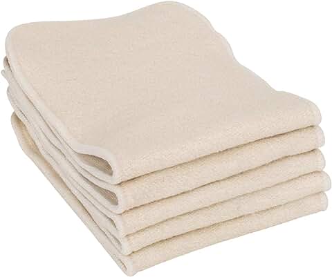 Earthtopia Paquete de 5 Inserciones para Pañal de Algodón de Cáñamo Reutilizables | Forros para Pañales Lavables Naturales | Inserción de Refuerzo para Pañales  