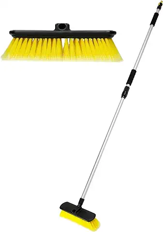 ECD Germany Cepillo con Mango de Aluminio telescópico para automóvil 100-168cm de Largo Cepillo para Lavar carros Camiones caravanas