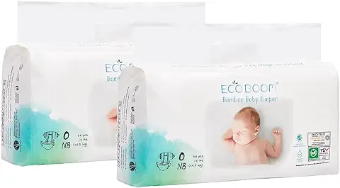 ECO BOOM - Pañal Ecológico de BAMBÚ Eco Boom. 70% Biodegradable, Hipoalergénico (Talla 1/NB, 3 kg, PACK 2 BOLSAS, TOTAL 68 PAÑALES)  
