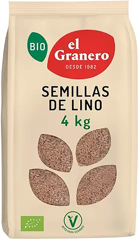 El Granero Integral - Semillas de Lino BIO - 4 kg - Fuente de Proteínas y Ácidos Grasos Omega-3 - Ricas en Fibra y Antioxidantes - Regulan el Azúcar en la Sangre - Aptas para Veganos  