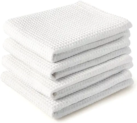 Encasa Homes - Paños de Cocina Antibacterianos XL de 28 x 18 Pulgadas (juego de 4 Piezas) Paño de Gofre Altamente Absorbente para Limpieza y Secado Rápido de Platos y Vasos, Algodón Ecológico, Color  