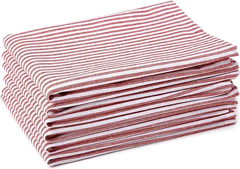 Encasa Servilletas de Tela Juego de 6 | Ticando Rojo | Algodón Reciclado Ecológico | Tamaño 45x45 cm | Servilletas para Decoración de Mesa de Comedor, Lavables y Reutilizables  