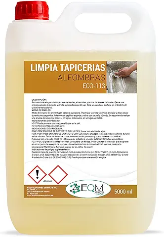 EQM SOLUCIONES QUIMICAS | ECO-113 | 5L | Limpia Tapicerias Coche Profesional | Elimina Manchas del Uso Cotidiano y Malos Olores | Ideal para Alfombras, Tapicerías, Moquetas, Cinturones de Seguridad  