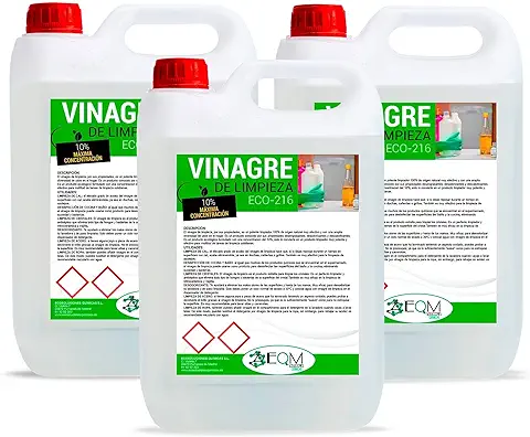 EQM SOLUCIONES QUIMICAS | ECO-216 | Vinagre de Limpieza Concentrado 10º de Acidez | Formato 1x5L, 2x5L, 3x5L | 100% Ecológico | Potente Limpiador Multiusos para el Hogar
