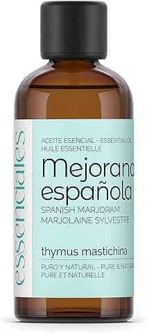 Esenciales - Aceite Esencial de Mejorana Española BIO, ECOLÓGICO, 100% Puro y Certificado, 100 ml | Aceite Esencial Thymus Mastichina  