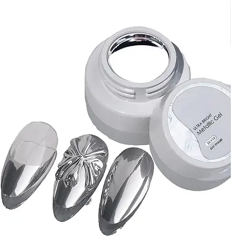 Esmalte De UñAs De Gel MetáLico, 1pc Esmalte Uñas Efecto Espejo 6ml, Esmalte De Uñas Metalizado Efecto Espejo Plata, Nail Art Para LíNeas De Flores  