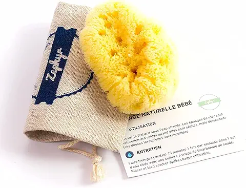 Esponja para bebés Zephyr®, esponja de mar natural para el aseo del bebé (5-8 cm) - Esponja de baño vegetal y lavable para bebés