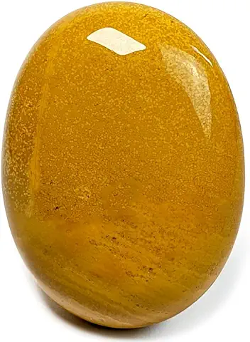EUSICE - Jaspe Amarillo Piedra Natural de Madagascar, Piedra de Palma Relajación y Antiestrés, 100% Artesanal y Hecho a Mano, Cristal Ético para Litoterapia, Bienestar, Meditación y Yoga  