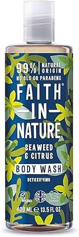 Faith in Nature Gel de Baño Natural de Algas Marinas y Cítricos, Detoxificante, Vegano y No Testado en Animales, sin Parabenos ni SLS, 400 ml  