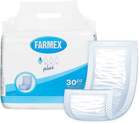 Farmex - Pañales Absorbentes Rectangulares, para Adultos - 30 Unidades  