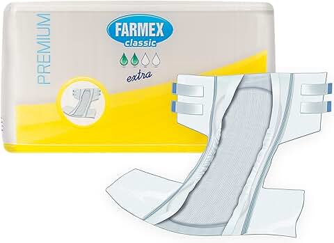 Farmex, Pañales para Incontinencia para Adultos, Sin Látex, Hipoalergénico, Doble Capa Absorbente, Talla M, 30 Piezas  