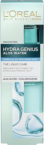 Fluido Hidratante L'Oréal Paris, agua de aloe Hydra Genius, Hidratación y Frescura, para Pieles Normales a Secas, con agua de aloe y ácido Hialurónico, 70 ml  