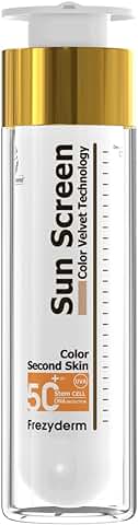 FrezyDerm Sun Screen Velvet Crema Orotectora Solar Facial SPF 50+ con Color Textura Aterciopelada, Nude  