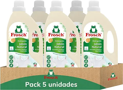 Frosch - Detergente Líquido Concentrado Ecológico Jabón Natural para Lavadora, Ropa Limpia e Impecable en el Lavado, Apto para Todo Tipo de Tejidos Menos Lana y Seda - Pack de 5 Unidades  