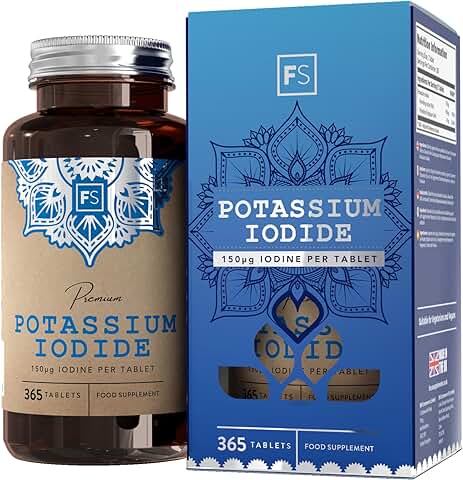 FS Yoduro de Potasio | 365 Tabletas de Potasio de Alta Potencia - 150mcg de Yoduro de Potasio por Porción | Suplemento de Yodo | Sin OGM, Gluten, Lácteos y Alérgenos | Fabricado en el Reino Unido  