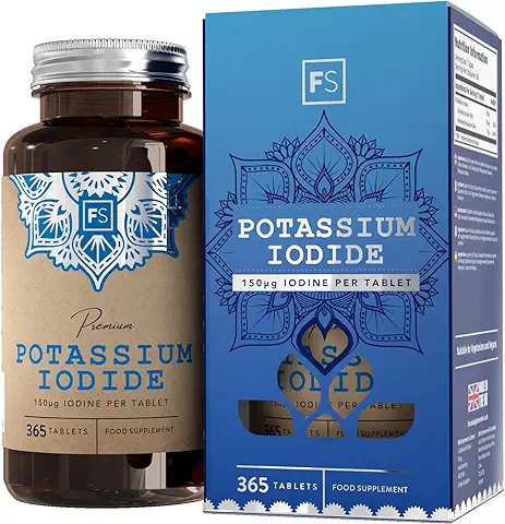 FS Yoduro de Potasio | 365 Tabletas de Potasio de Alta Potencia - 150mcg de Yoduro de Potasio por Porción | Suplemento de Yodo | Sin OGM, Gluten, Lácteos y Alérgenos | Fabricado en el Reino Unido  