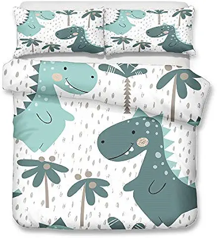 Funda Nordica Cama 105/135 Infantil Microfibra, 3 Piezas Juvenil Dinosaurios Juego de Funda Nordica 180x220cm Suave Transpirable y 2 x Fundas de Almohada de 50x75 cm  