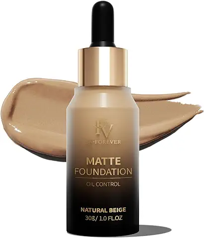 FV Base De Maquillaje Alta Cobertura，Larga Duración, Acabado Natural Flawless,Maquillaje Líquida Impermeable Mate,Ideal Para Pieles Grasas,30ml (Natural Beige)  