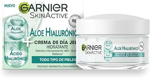 GARNIER Aloe Hiaurónico Crema Dia Hidratación,Refrescante,Nutrición  