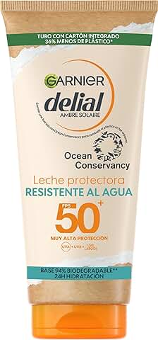 Garnier Delial Leche Protectora Eco-Diseñada, SPF 50, Resistente al Agua, Hidrata y Protege, Respetuosa con la Vida Marina, Fórmula 94% Biodegradable, 200 ml  