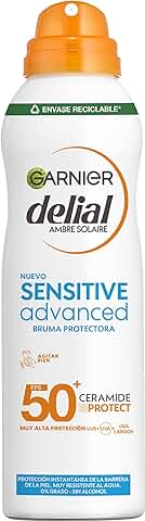 Garnier Delial Sensitive Advanced - Bruma Seca Protector Solar para Pieles Claras, Sensibles e Intolerantes al Sol IP50+ - 150 ml