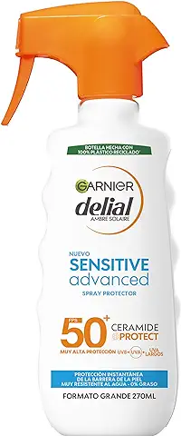 Garnier Protector Solar Spray Adultos Delial Sensitive Advanced para Pieles Claras, Sensibles e Intolerantes al sol, IP50+ -270 ml  