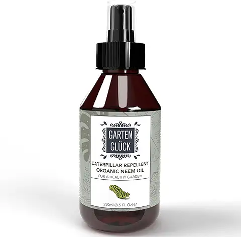 GARTEN GLÜCK Spray Repelente Aceite Neem Plantas Libres de Pulgones, Orugas, Larvas - Aceite de Neem para Plantas - Insecticida Plantas Eco sin Tóxicos - Alternativa a Insecticida Cochinillas, 250 ml  
