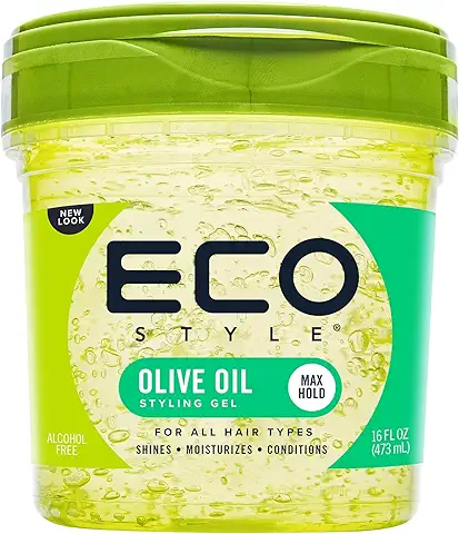 Gel para Peinar con Aceite de Oliva Ecostyle, Fijación Durante todo el Día, sin Alcohol, sin Parabenos, sin Sulfatos, sin Descamación, Antipicazón, 473 ml  