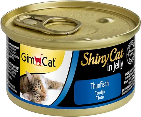 GimCat ShinyCat in Jelly, Atún - Alimento Húmedo para Gatos, con Pescado y Taurina - 24 Latas (24 x 70 g)  